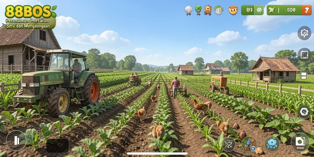 Tampilan gameplay pertanian di 88BOS yang menawan.