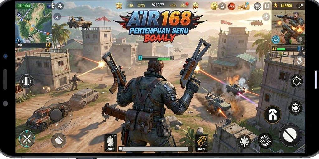 Screenshot AIR168 menampilkan pertempuran sengit dalam arena Battle Royale.