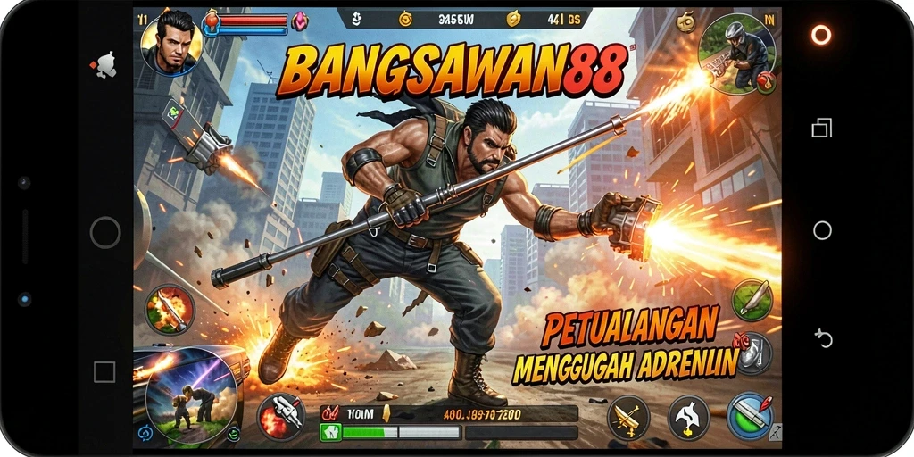 Screenshot gameplay BANGSAWAN88 dengan aksi menegangkan.
