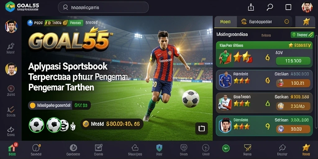 Tampilan utama GOAL55 dengan berbagai pilihan taruhan olahraga.