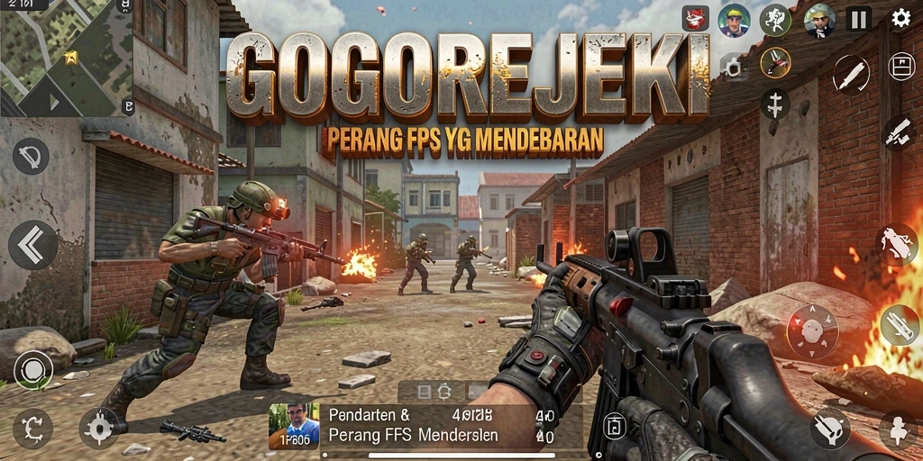 Tangkapan layar menunjukkan aksi menegangkan dalam permainan FPS GOGOREJEKI.