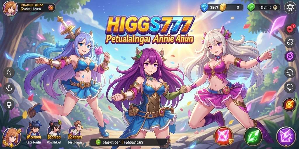 Tampilan gameplay HIGGS777 yang penuh warna dan karakter ikonik.