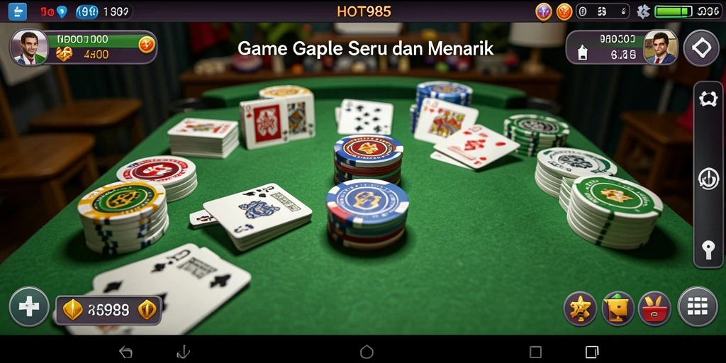 Screenshot HOT985 menampilkan gameplay Gaple yang seru.
