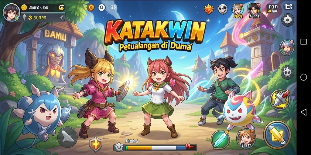 Tampilan gameplay KATAKWIN yang menarik dan imersif.