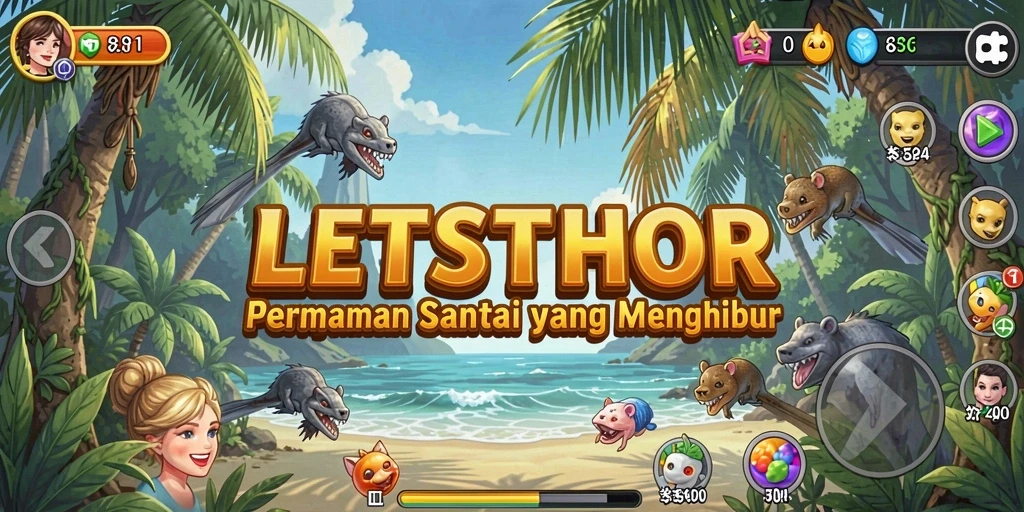 Gameplay LETSTHOR yang ceria dan menghibur dalam suasana casual.