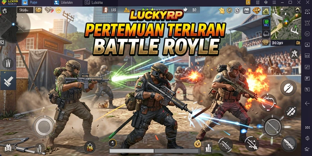 Tampilan pertempuran mendebarkan di LUCKYRP dengan pemain berlomba-lomba untuk bertahan.