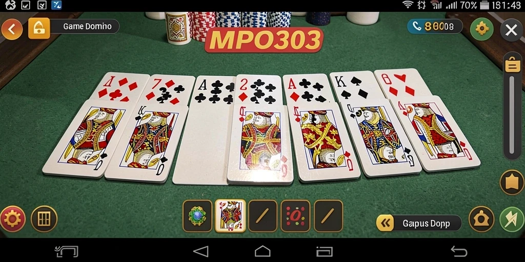 Screenshot gameplay MPO303 menampilkan momen seru bermain Domino.