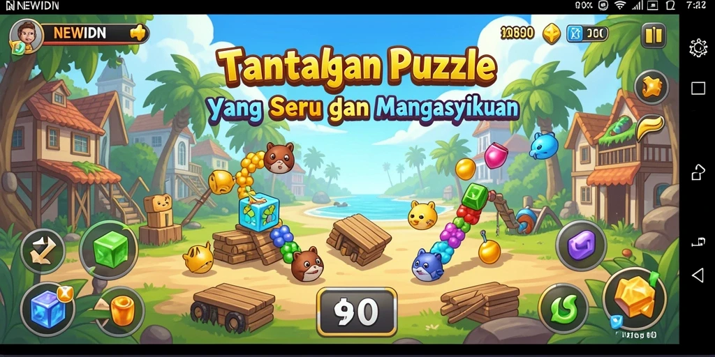 Tampilan gameplay seru NEWIDN yang penuh tantangan Puzzle.