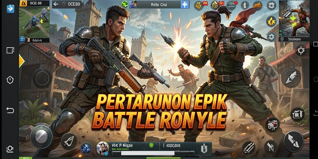 Tampilan gameplay OCE69 dengan pertarungan epik dalam arena Battle Royale.