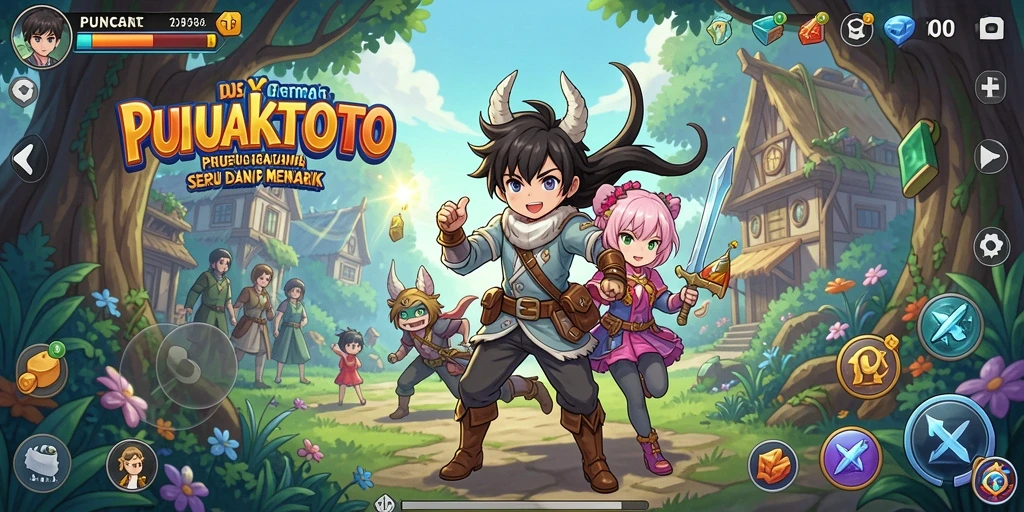 Tampilan gameplay PUNCAKTOTO dengan karakter anime yang menarik.