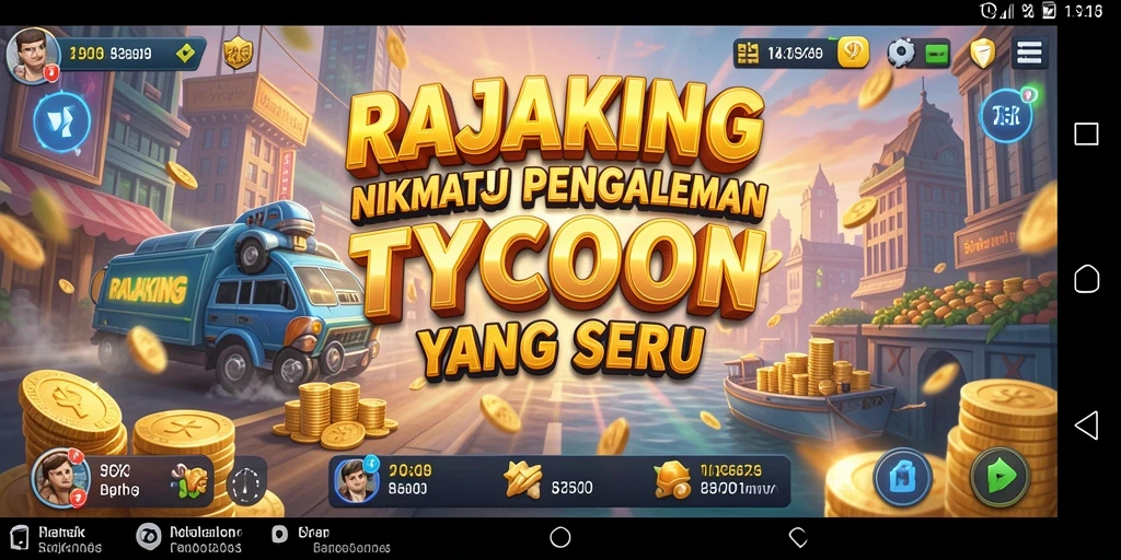 Tampilan gameplay menarik dari RAJAKING dengan berbagai strategi bisnis.