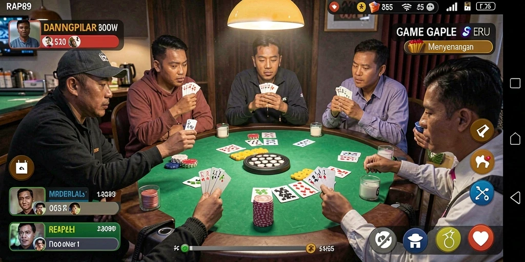 Screenshot utama menunjukkan gameplay seru RAP89 saat bermain Gaple.
