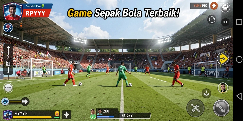 Tampilan gameplay yang mengesankan dalam game sepak bola RPYYY.