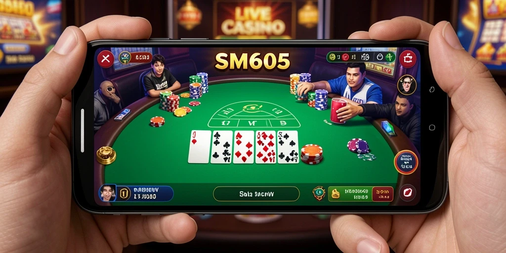Gameplay SM605 menghadirkan suasana Live Casino yang mengasyikkan.