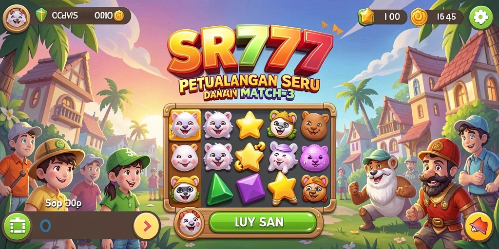 Screenshot gameplay SR777 menampilkan keseruan mencocokkan permata.