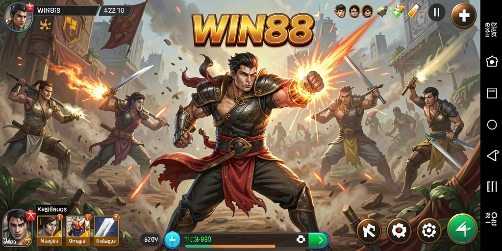Menampilkan karakter bertarung dalam aksi seru di WIN88.