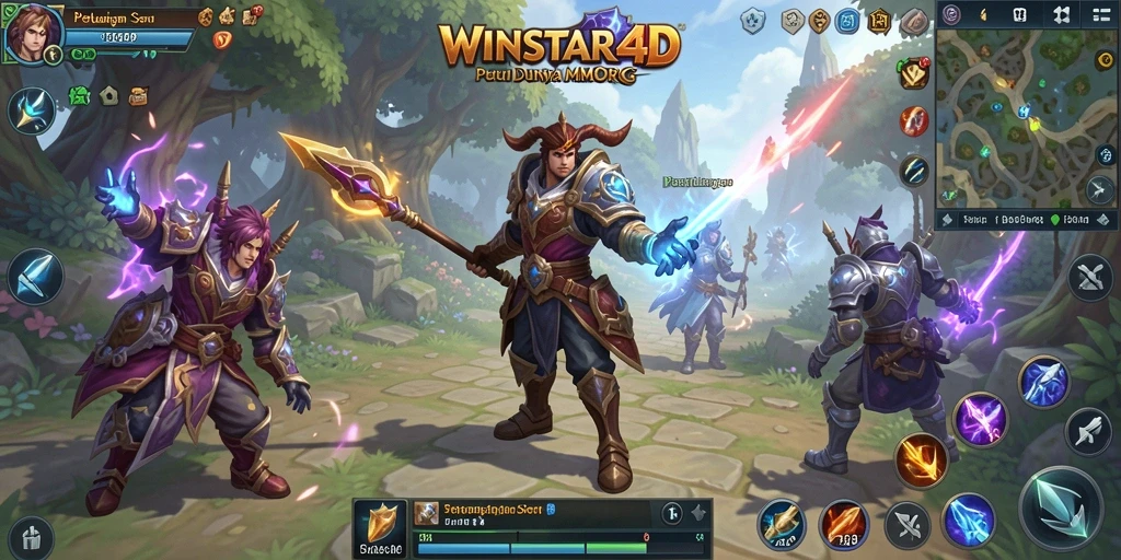 Tangkapan layar menunjukkan aksi pertempuran seru dalam WINSTAR4D.